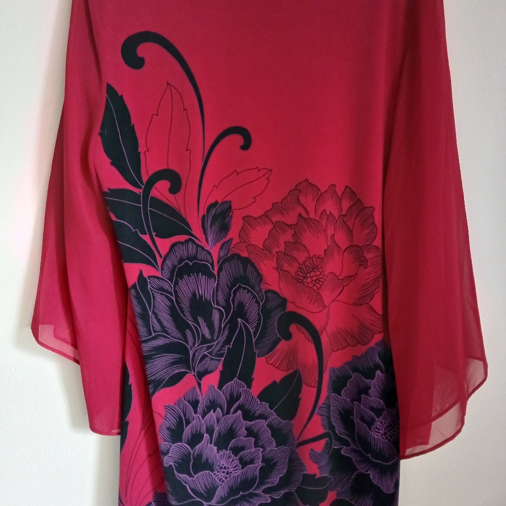 Style & Co Red/Black Floral Tunic Size Large - Picture 9 of 11
